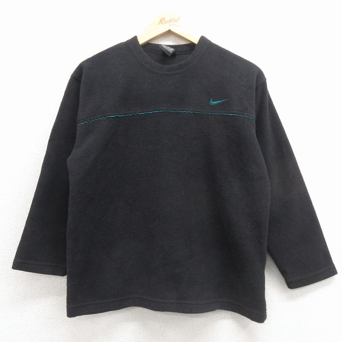 古着 ナイキ NIKE 長袖 フリース ジャケット キッズ ボーイズ 子供服 ワンポイントロゴ 黒 26feb04