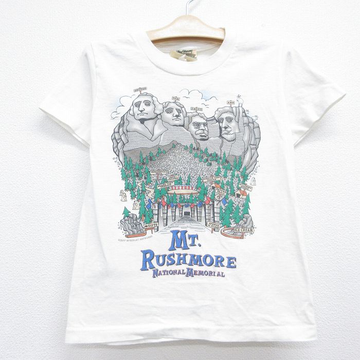 古着 半袖 ビンテージ Tシャツ キッズ ボーイズ 子供服 90年代 90s ラッシュモア コットン クルーネック ホワイト 26jun11