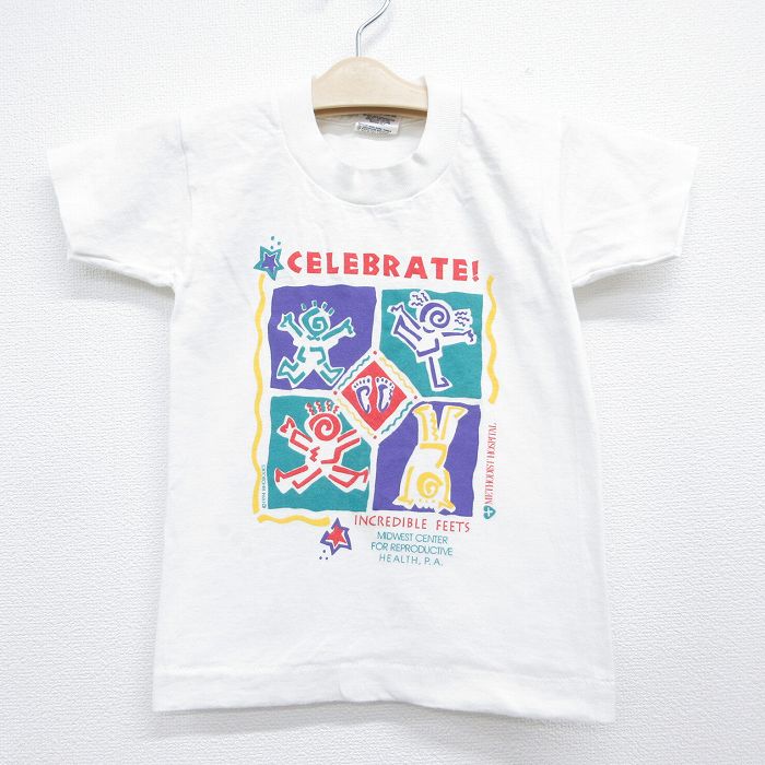 古着 フルーツオブザルーム 半袖 ビンテージ Tシャツ キッズ ボーイズ 子供服 90年代 90s CELEBRATE コットン クルーネック USA製 ホワイト 26jun11