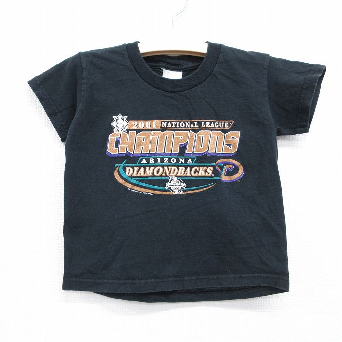 古着 半袖 ビンテージ Tシャツ キッズ ボーイズ 子供服 00年代 00s MLB アリゾナダイヤモンドバックス コットン クルーネック ブラック メジャーリーグ ベースボール 野球 26jun11