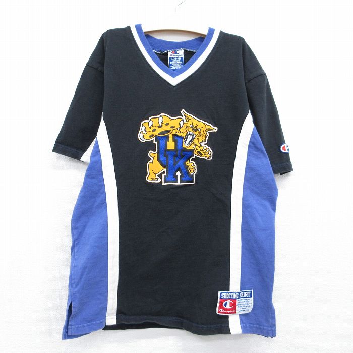 古着 チャンピオン champion 半袖 ビンテージ Tシャツ キッズ ボーイズ 子供服 90年代 90s ケンタッキー コットン Vネック ブラック 26jun11