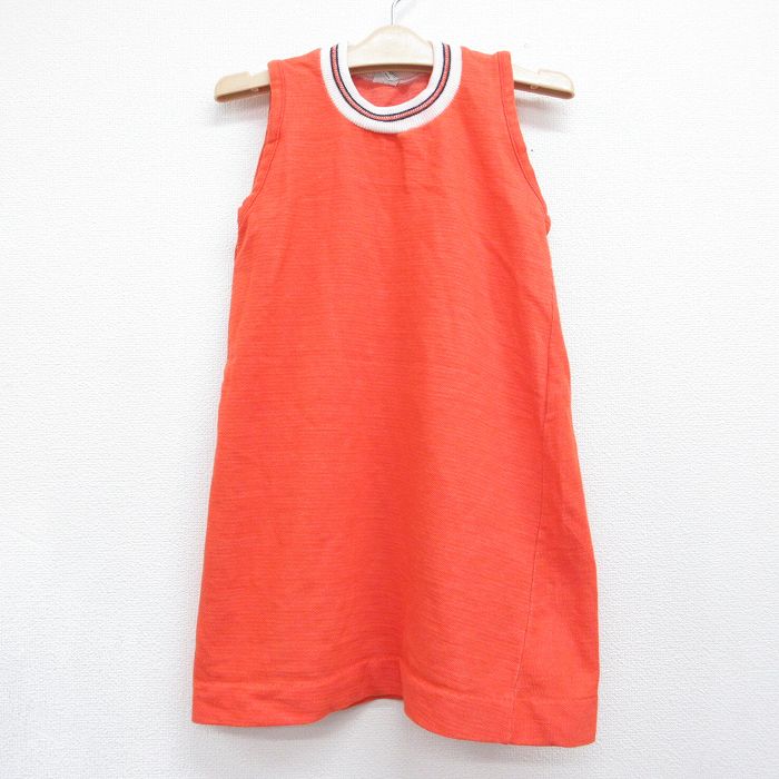 古着 ノースリーブ ビンテージ ワンピース キッズ ガールズ 子供服 80年代 80s オレンジ 26jul06