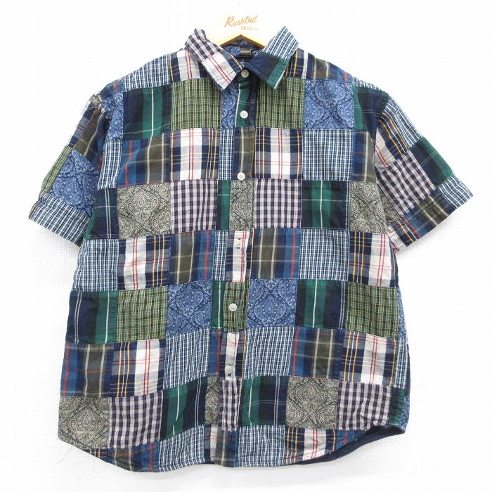 古着 ギャップ GAP 半袖 シャツ キッズ ボーイズ 子供服 00年代 00s パッチワーク コットン ネイビー【spe】 26jul06