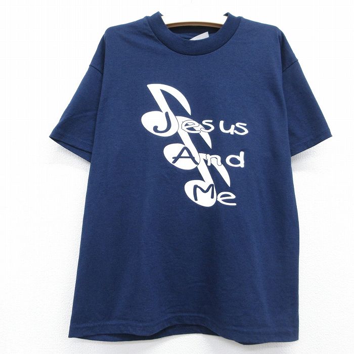ヘインズ 00s 半袖Tシャツ Jesus ネイビー キッズ | 古着