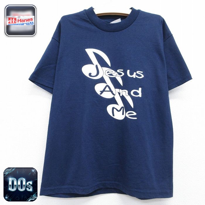 ヘインズ 00s 半袖Tシャツ Jesus ネイビー キッズ | 古着