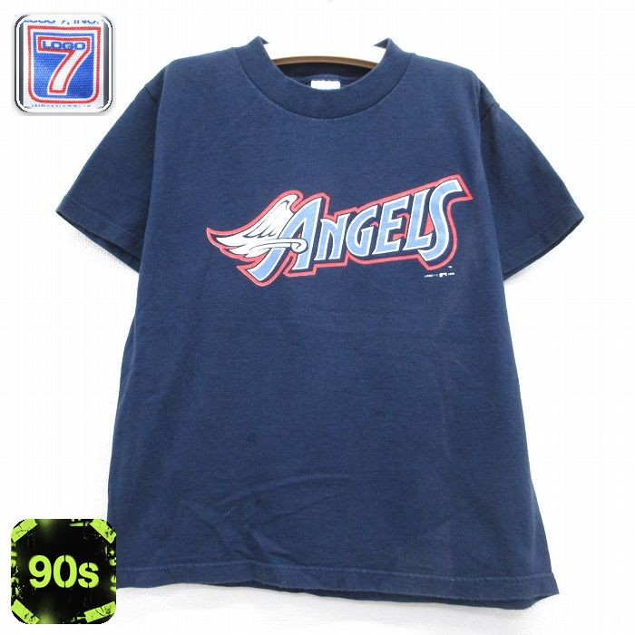 MLB アナハイムエンゼルス 90s 半袖Tシャツ ネイビー キッズ | 古着
