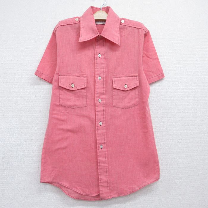 古着 半袖 シャツ キッズ ボーイズ 子供服 70年代 70s ピンク 26jul15