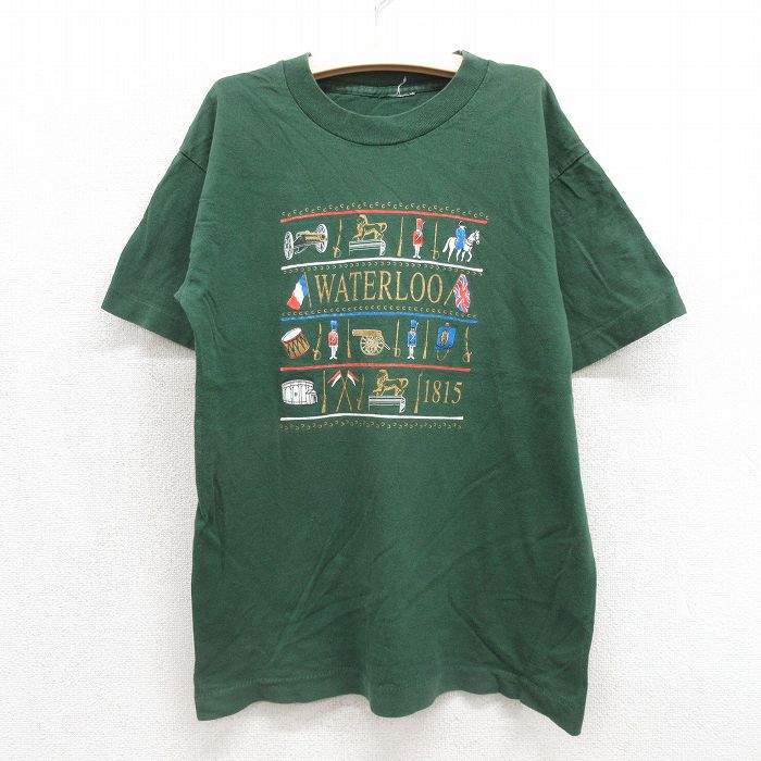 古着 半袖 ビンテージ Tシャツ キッズ ボーイズ 子供服 90年代 90s WATERLOO クルーネック グリーン 26jul15