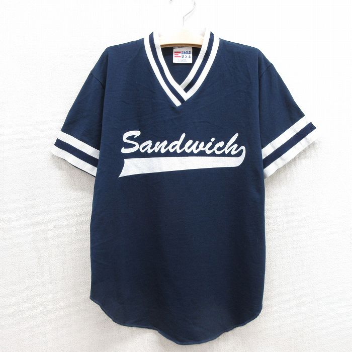 90s 半袖Tシャツ サンドウィッチ ネイビー キッズ | 古着