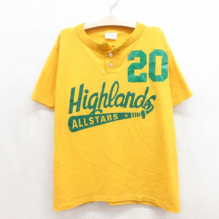 オールスター 80s 半袖Tシャツ ヘンリーネック イエロー キッズ | 古着