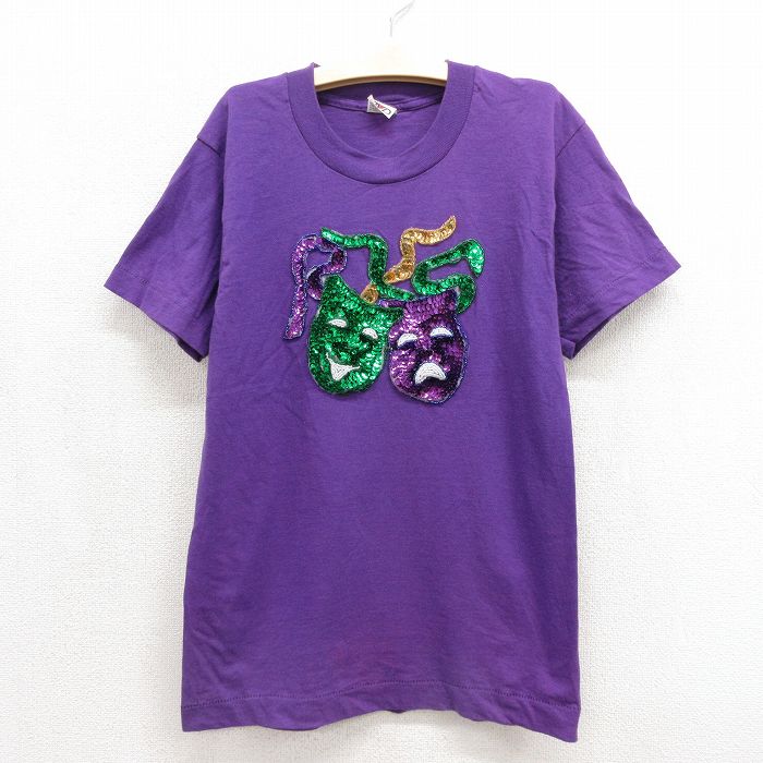 BVD 90s 半袖Tシャツ マルディグラマスク パープル キッズ | 古着