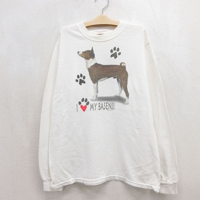 00s 長袖Tシャツ 犬 ホワイト キッズ | 古着