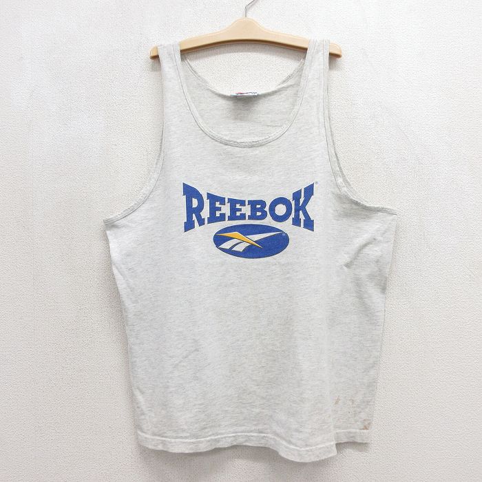 リーボック 90s タンクトップ ビッグロゴ グレー キッズ | 古着
