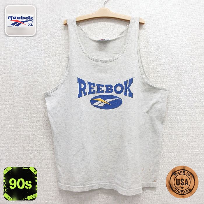 リーボック 90s タンクトップ ビッグロゴ グレー キッズ | 古着