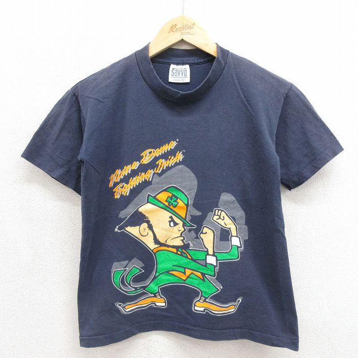 ノートルダム 90s 半袖Tシャツ ノートルダム ネイビー キッズ | 古着