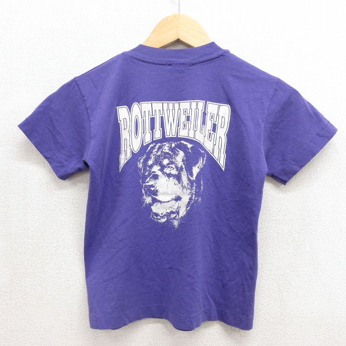 古着 半袖 ビンテージ Tシャツ キッズ ボーイズ 子供服 90年代 90s 犬 クルーネック USA製 パープル 26jul17