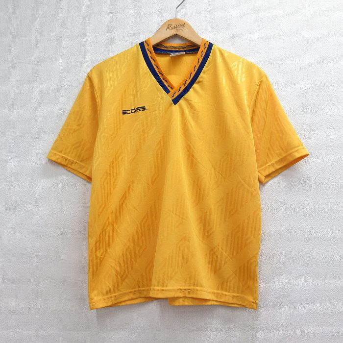 古着 半袖 ビンテージ サッカー Tシャツ キッズ ボーイズ 子供服 80年代 80s Vネック USA製 イエロー 26aug03