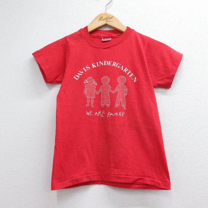 ヘインズ 80s 半袖Tシャツ ファミリー レッド キッズ | 古着