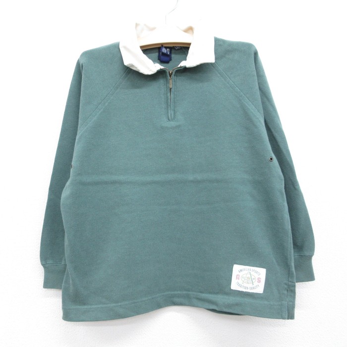 ギャップ 90s ハーフジップラグラントップス グリーン キッズ | 古着