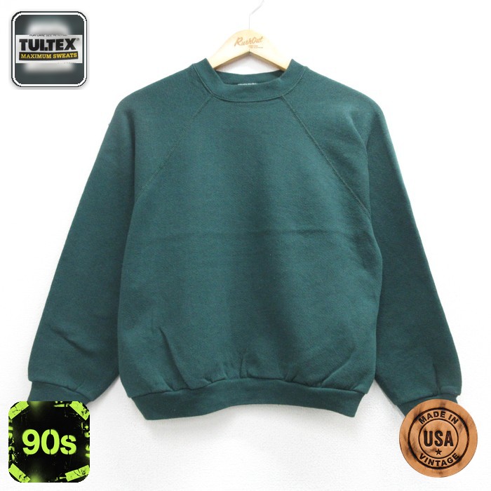 TULTEX 90s 長袖スウェット ラグラン グリーン キッズ | 古着