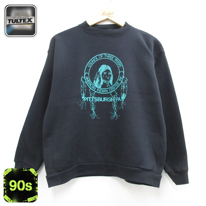 TULTEX 90s 長袖スウェット インディアン ブラック キッズ | 古着