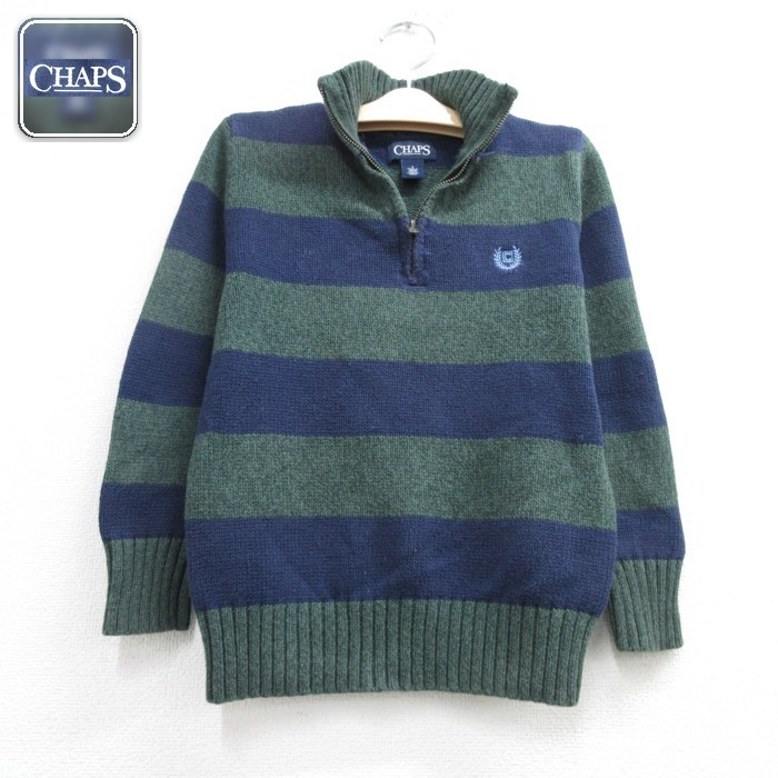 CHAPS 長袖セーター ボーダー グリーン キッズ | 古着
