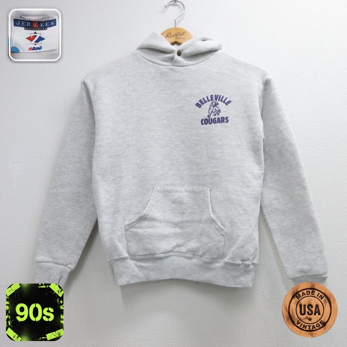 JERZEES 90s 長袖パーカー 霜降り グレー キッズ | 古着