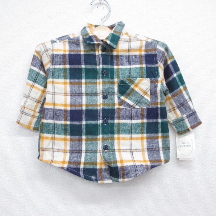 90s 長袖シャツ チェック グリーン キッズ | 古着