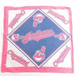 中古 バンダナ 90年代 90s MLB クリーブランドインディアンス コットン 赤他 メジャーリーグ ベースボール 野球 26mar18