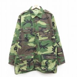 XL★古着 長袖 ハンティング ジャケット メンズ 90年代 90s ウッドランドカモ 大きいサイズ ロング丈 USA製 緑 グリーン 迷彩 【spe】 24dec19 中古 アウター