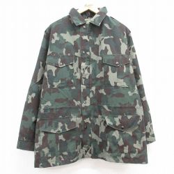 【50%OFF】XL★古着 長袖 ハンティング ジャケット メンズ グリーンリーフカモ 大きいサイズ 緑他 グリーン 迷彩 25jan15 中古 アウター