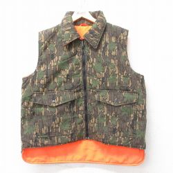 【50%OFF】XL★古着 ハンティング ベスト メンズ 90年代 90s TREBARK リバーシブル 茶他 ブラウン 迷彩 25jan31 中古 アウター