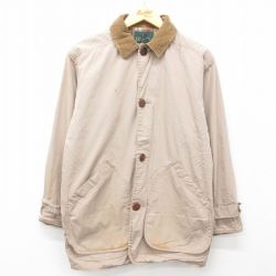【50%OFF】L★古着 ジェイクルー J.CREW 長袖 カバーオール メンズ 90年代 90s コットン 襟コーデュロイ ベージュ カーキ 25feb05 中古 アウター