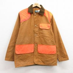 L★古着 SAFTBAK 長袖 ハンティング ジャケット メンズ 90年代 90s ダック地 コットン 襟コーデュロイ USA製 ベージュ カーキ 25feb25 中古 アウター