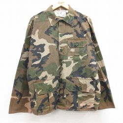 L★古着 長袖 ハンティング ジャケット メンズ 00年代 00s ウッドランドカモ コットン 茶 ブラウン 迷彩 25mar06 中古 アウター