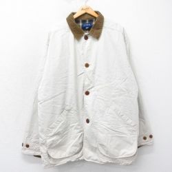 XL★古着 ジェイクルー J.CREW 長袖 カバーオール メンズ 00年代 00s 襟コーデュロイ 大きいサイズ ロング丈 コットン 薄ベージュ カーキ 内側フランネル 25mar06 中古 アウター