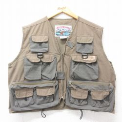 【50%OFF】XL★古着 フィッシング ベスト メンズ 90年代 90s 濃ベージュ他 カーキ 25mar06 中古 アウター