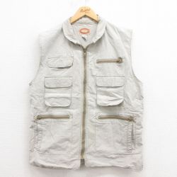 【50%OFF】L★古着 バナナリパブリック BANANA REPUBLIC ブランド ハンティング ベスト メンズ 80年代 80s コットン 薄ベージュ カーキ 25aug12 中古 アウター