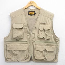 XL★古着 ウールリッチ WOOLRICH フィッシング ベスト メンズ ベージュ カーキ 内側メッシュ 25sep24 中古 アウター