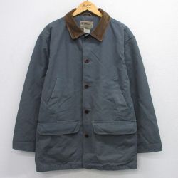 XL★古着 エルエルビーン LLBEAN 長袖 カバーオール メンズ 00年代 00s 襟コーデュロイ ダック地 コットン 濃グレー 25sep24 中古 アウター