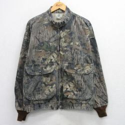 XL★古着 長袖 ハンティング ジャケット メンズ 90年代 90s モッシーオーク 内側キルティング コットン USA製 黒他 ブラック 迷彩 25sep24 中古 アウター