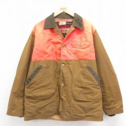 XL★古着 長袖 ハンティング ジャケット メンズ 80年代 80s 襟コーデュロイ 茶 ブラウン 25sep25 中古 アウター