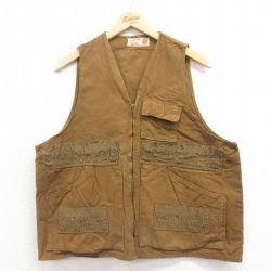 L★古着 ビンテージ ハンティング ベスト メンズ 70年代 70s ダック地 濃茶 ブラウン 25sep25 中古 アウター