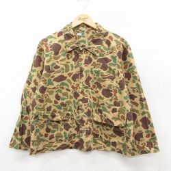 L★古着 長袖 ハンティング ジャケット メンズ ダックハンターカモ ベージュ他 カーキ 迷彩 25sep27 中古 アウター