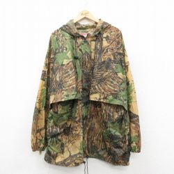 XL★古着 長袖 ハンティング レイン コート パーカー メンズ リアルツリー 大きいサイズ ロング丈 ベージュ他 カーキ 迷彩 25sep27 中古 アウター