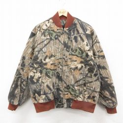 XL★古着 長袖 ハンティング ジャケット メンズ 90年代 90s USA製 ベージュ他 カーキ 内側キルティング 25sep27 中古 アウター