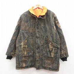 XL★古着 長袖 ハンティング ジャケット メンズ 90年代 90s 大きいサイズ ロング丈 茶他 ブラウン 迷彩 25oct01 中古 アウター