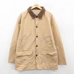 【20%OFF】XL★古着 エルエルビーン LLBEAN 長袖 カバーオール メンズ 00年代 00s ロング丈 襟コーデュロイ コットン ベージュ カーキ 25oct01 中古 アウター