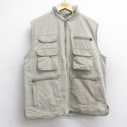 L★古着 バナナリパブリック BANANA REPUBLIC ブランド ハンティング ベスト メンズ 80年代 80s コットン ベージュ カーキ 25oct15 中古 アウター