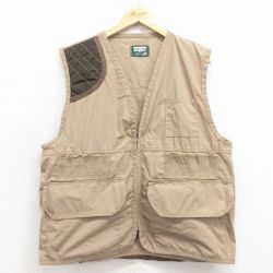 L★古着 SAFTBAK ハンティング ベスト メンズ 90年代 90s USA製 ベージュ他 25nov18